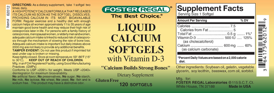 High Potency Liquid Calcium Softgels With Vitamin D3